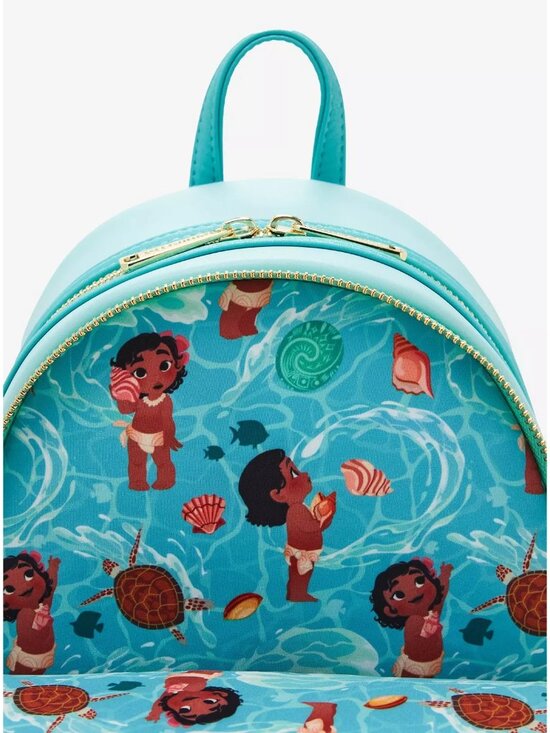 Loungefly Disney Young Moana Ocean Waves Mini Backpack and Wallet Set NWT
